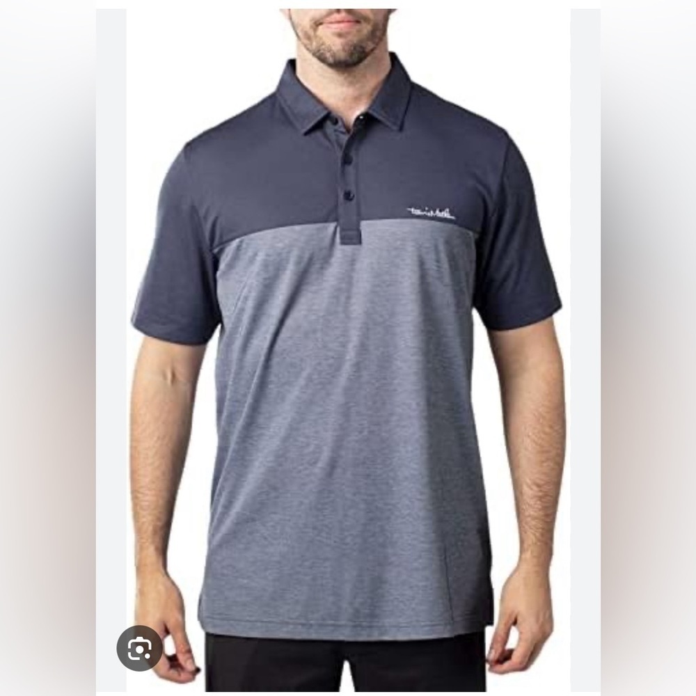 TRAVIS MATHEW Spooky Season Golf Polo Shirt Large Blue Night Polo Pima C…